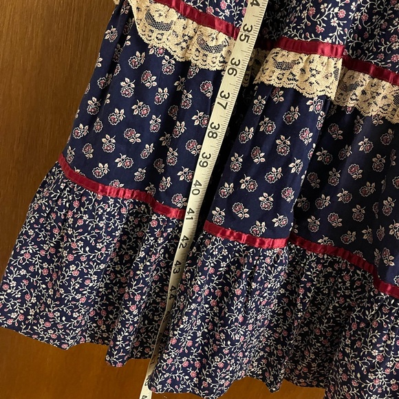 Gunne Sax by Jessica Mcclintock Calico Blue Dress Small Prairie - Picture 9 of 10